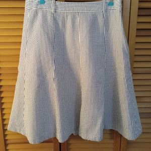 J Crew Seersucker Blue and White Skirt